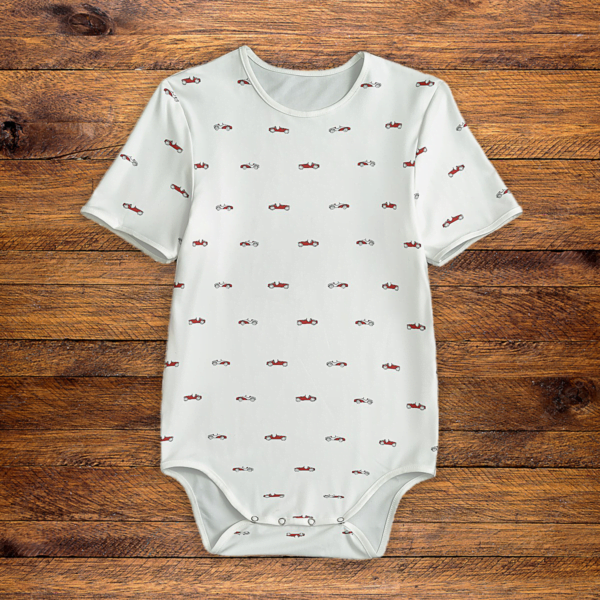 Vintage Race Cars White Onesie Front
