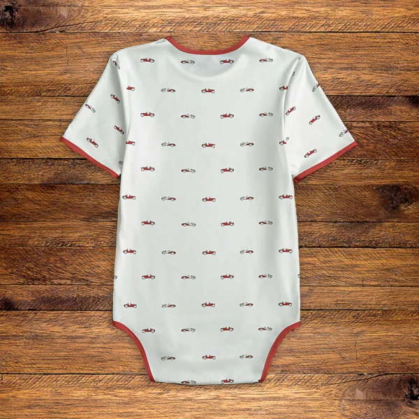 Vintage Race Cars White and Red Onesie Back
