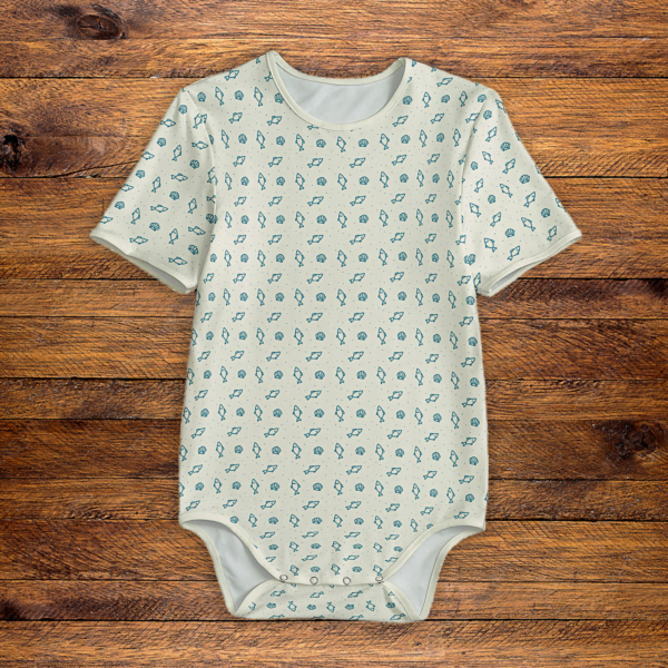 Summer Fish and Shells Onesie Front