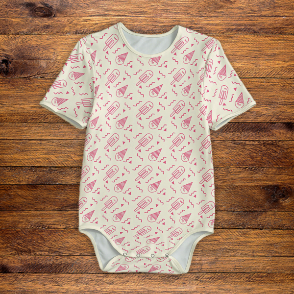 Summer Red and Cream Popsicle Onesie Front