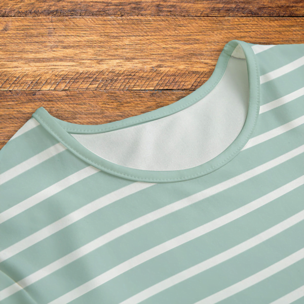 White Stripes Green Onesie Neck