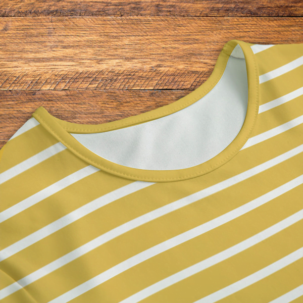 White Stripes Yellow Onesie Neck