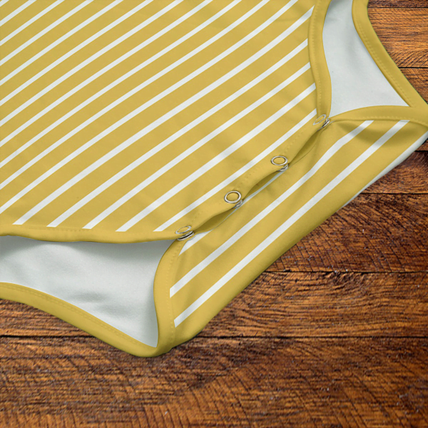 White Stripes Yellow Onesie Snaps