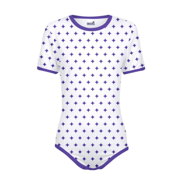 Customizable Onesie - Body Sleeves White - Trim Butterfly Blush - Pattern Retro Stars Butterfly Blush