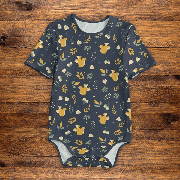 A Little Squirrelly Onesie Front Flat