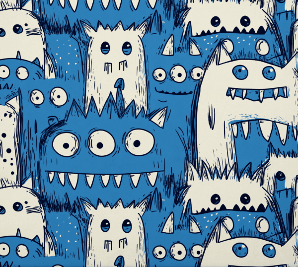 Blue Monster Pattern Onesie Fabric