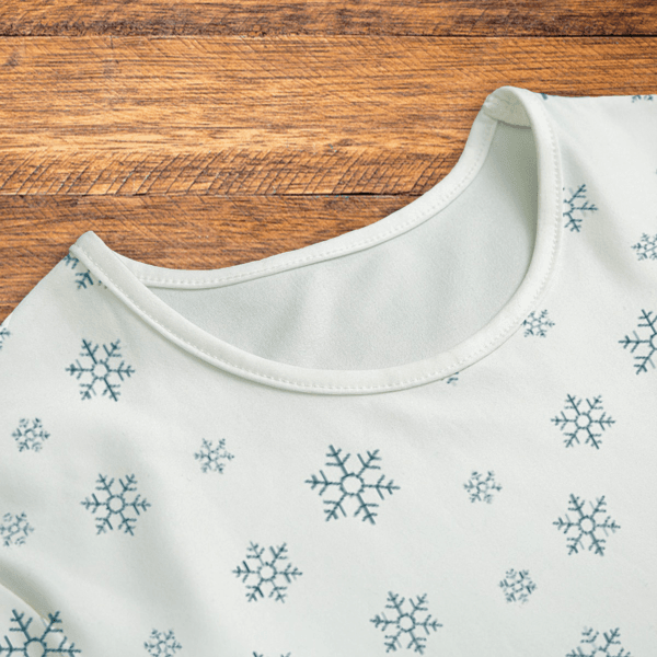 Blue Snow Flakes Pattern Onesie Neck