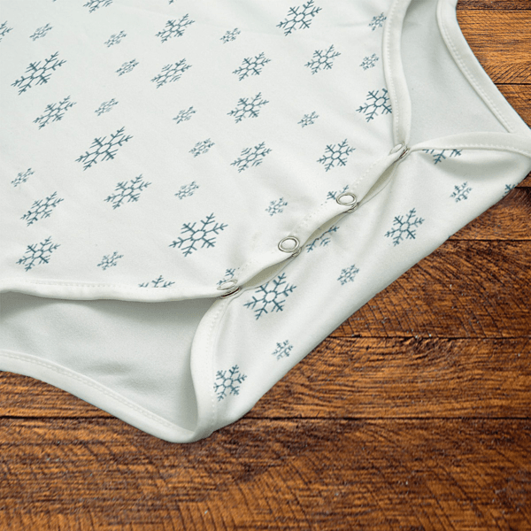 Blue Snow Flakes Pattern Onesie Snaps