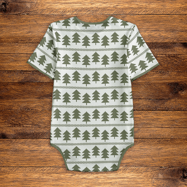 Knit Christmas Trees Pattern Onesie Back