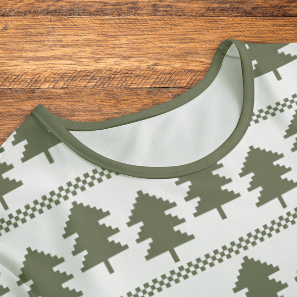 Knit Christmas Trees Pattern Onesie Neck